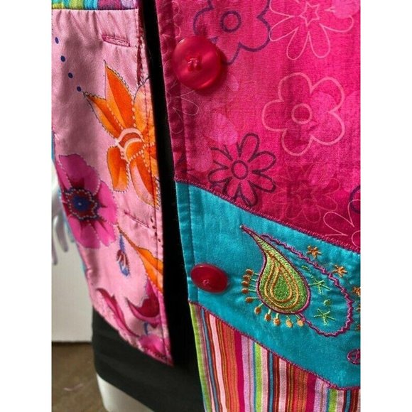 Diane Gilman Womens Silk Blend Jacket Pink Turquoi - Picture 9 of 10